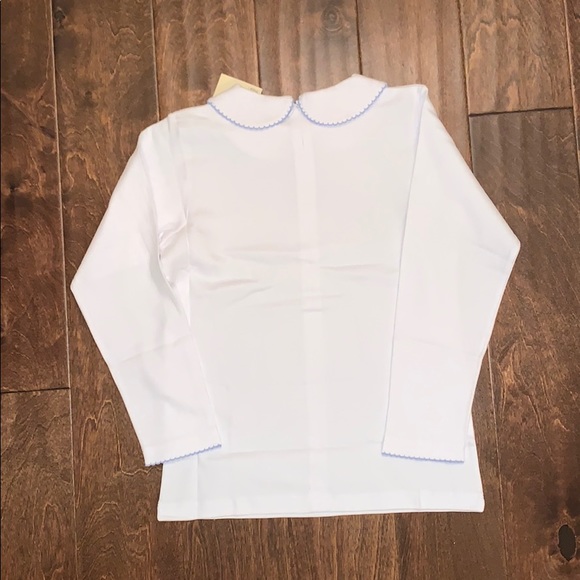 NWT Luigi Kids White with Periwinkle Picot Trim Shirt- 8 Price Firm - Picture 4 of 9